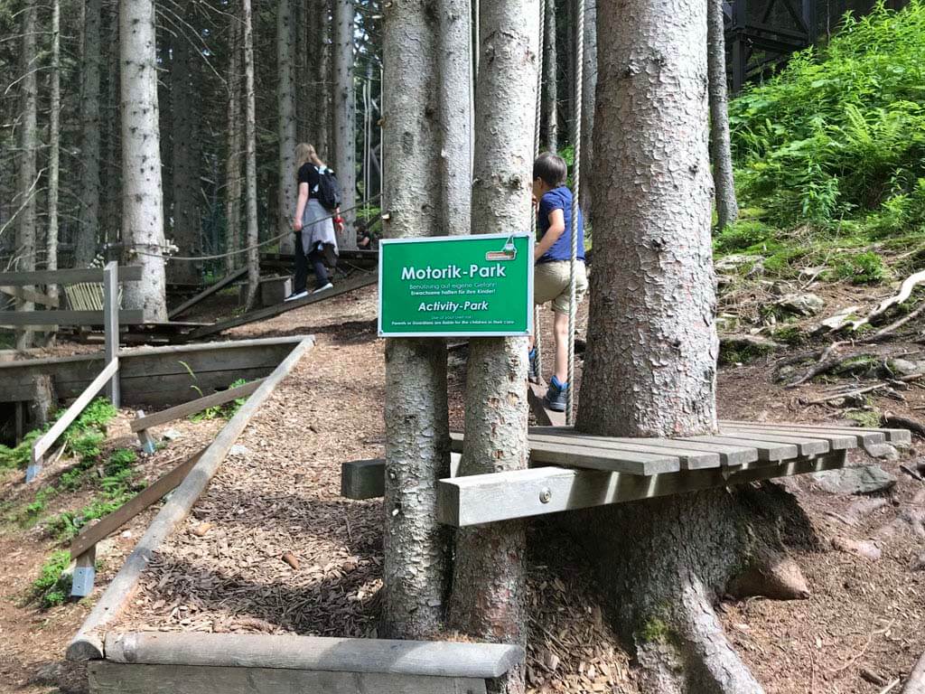 Bij het eindpunt van de wandeling is nog een uitdagend behendigheidsparcours.