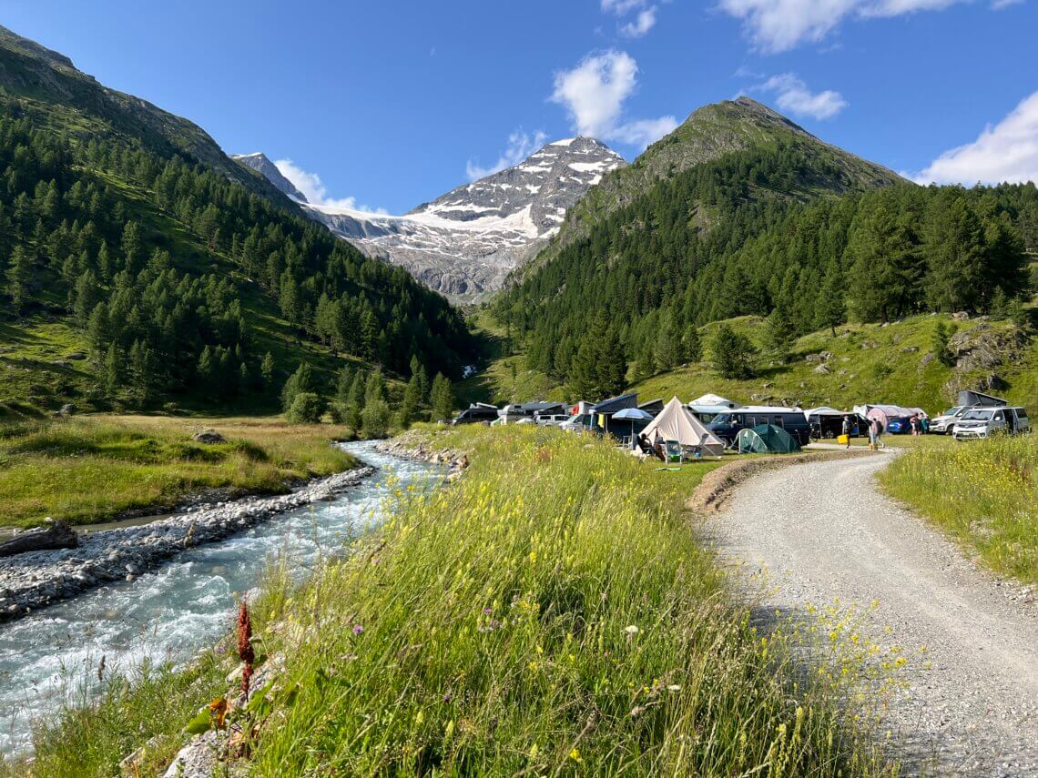 Natuurcamping bij de Fafleralp.