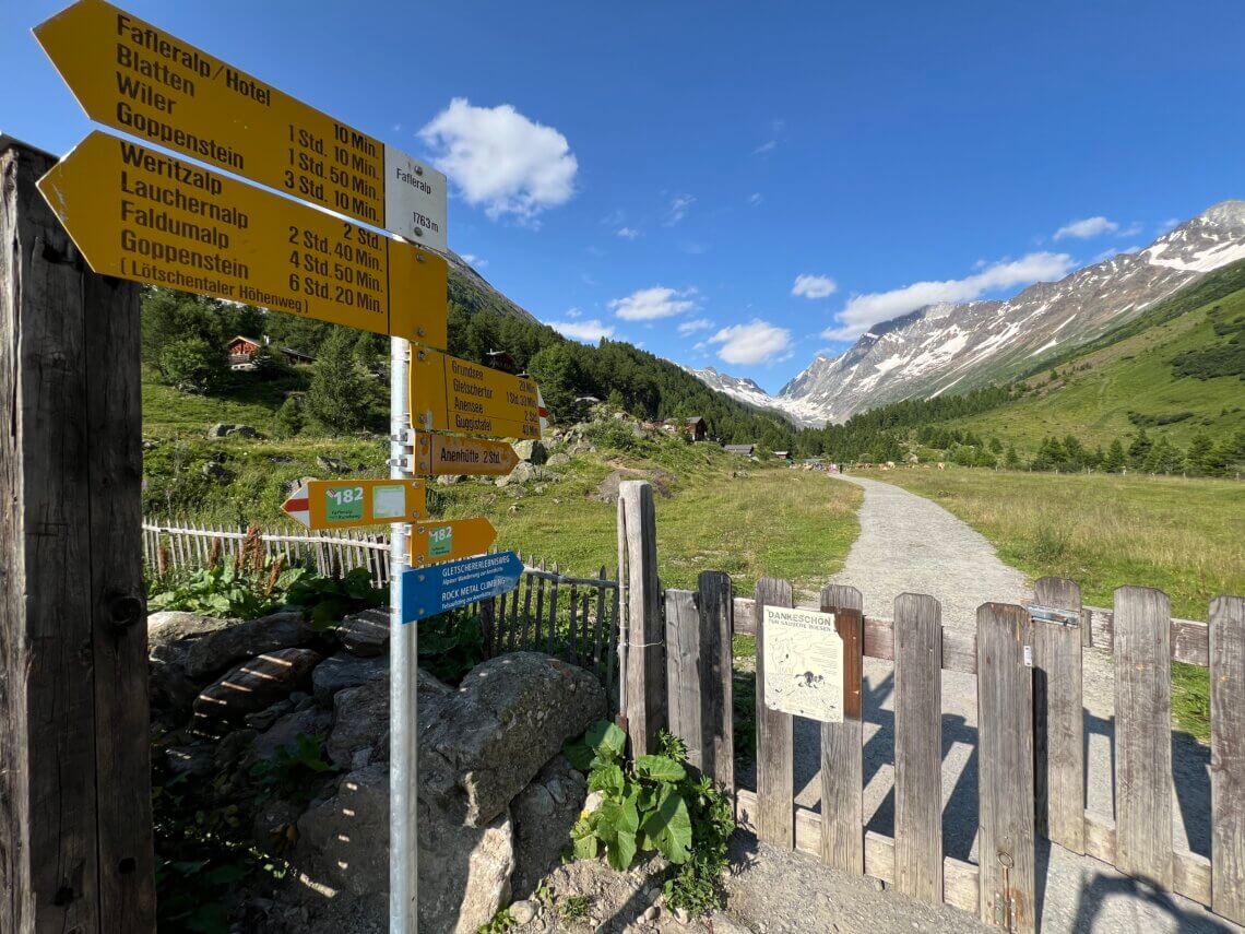 De Fafleralp, startpunt van de Langgletsjerwandeling.