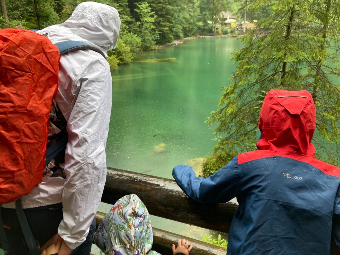 Het water is heel helder, we zien allemaal grote vissen zwemmen.