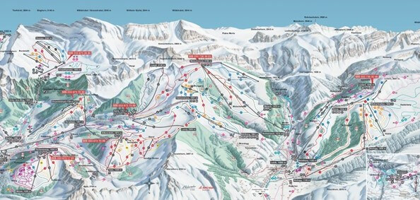 De piste kaart van skigebied Adelboden-Lenk 