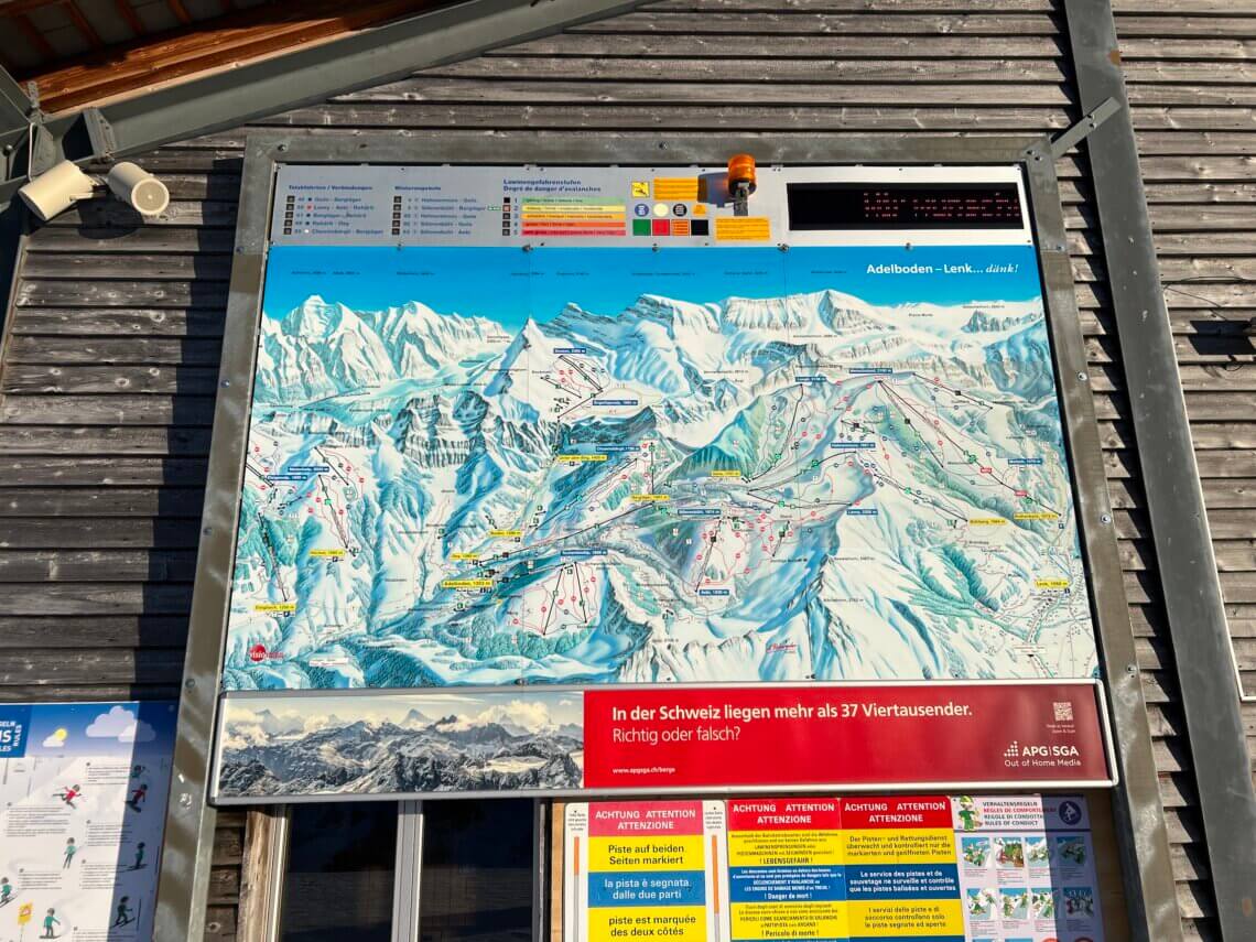 Skigebied Adelboden-Lenk is een groot skigebied met meer dan 200 km piste.