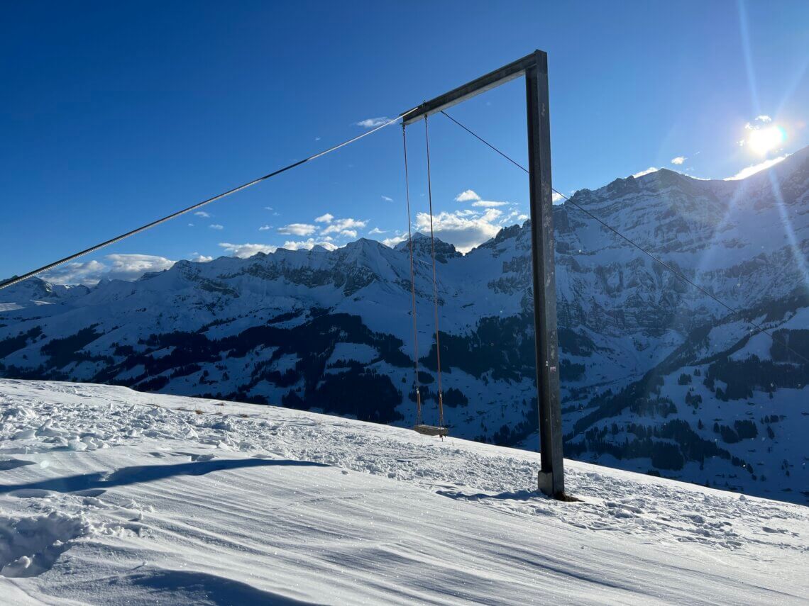 Op de Tschentenalp is ook de Giant Swing, een reuzeschommel. 