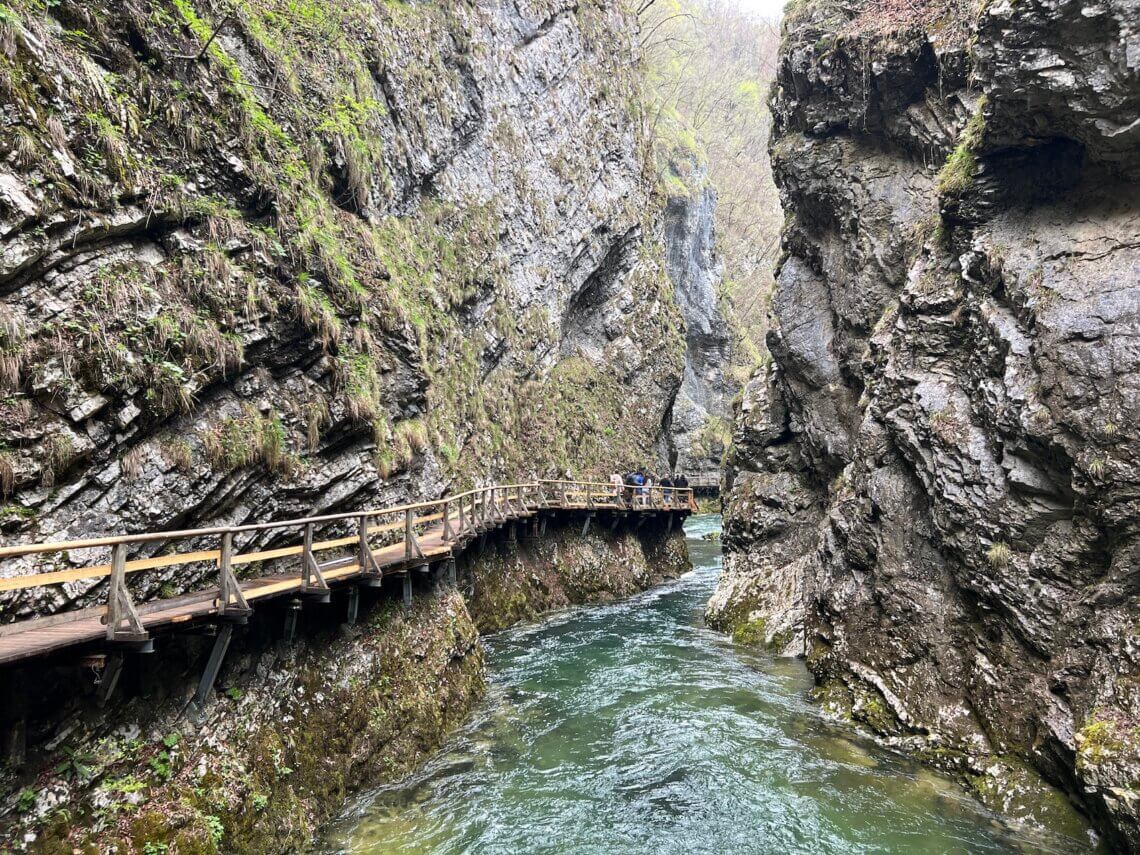 Prachtige doorkijkjes in de Vintgar Kloof in Slovenië.