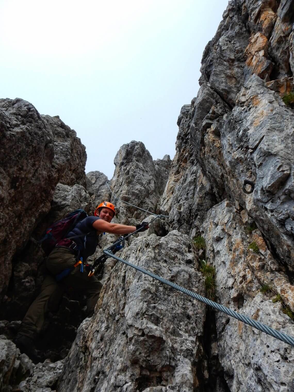 Palaronda-trek Via Ferrata huttentocht Dolomieten, bijna aan de top.