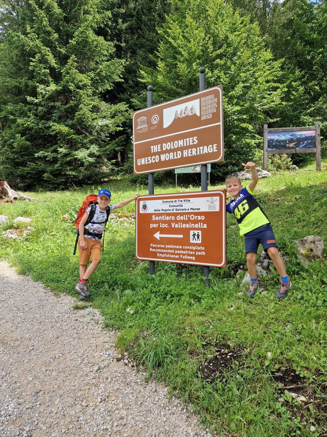 De start van de wandeling in Madonna di campiglio