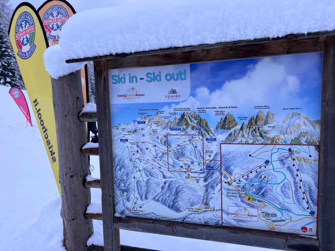 Vanaf het hotel kan je meteen het skigebied 3Zinnen in met 115 kilometer skipiste.