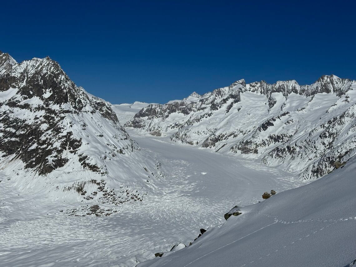 Dezelfde Aletschgletsjer maar dan vanaf viewpoint Bettmerhorn