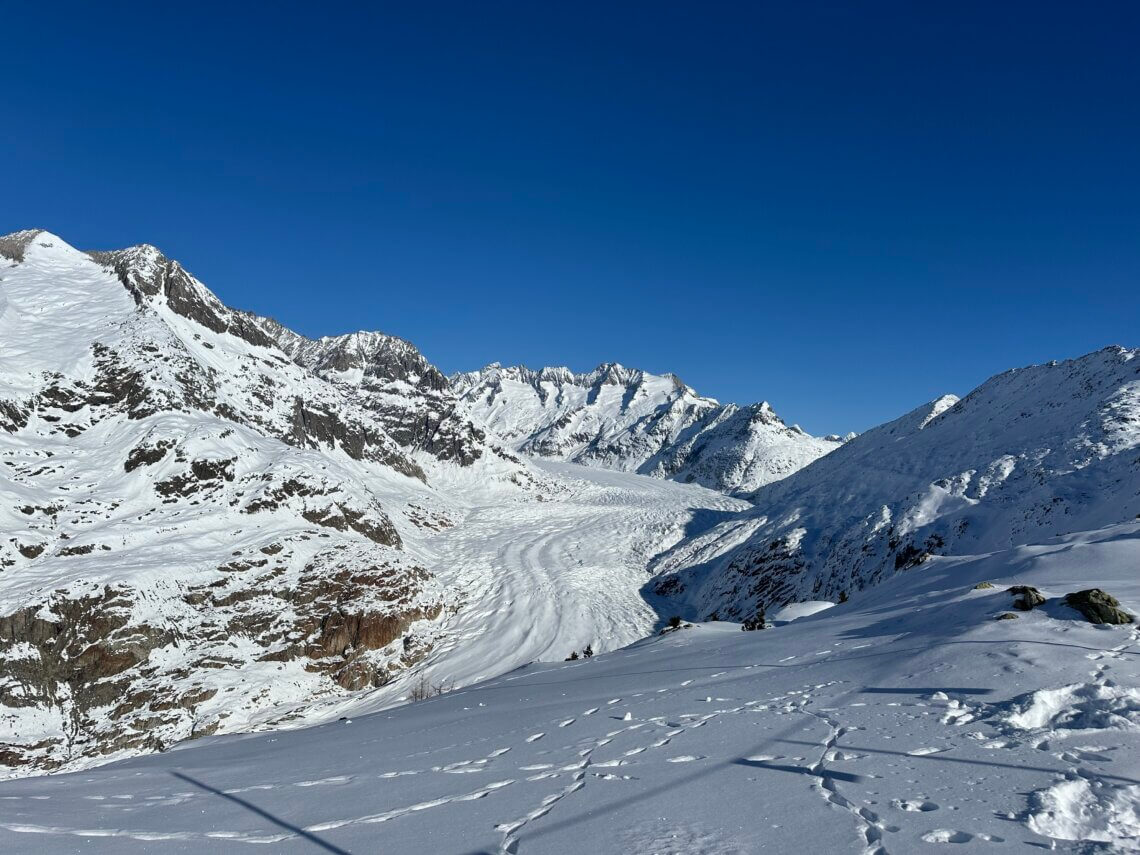 De Aletschgletsjer vanaf viewpoint Moosfluh.