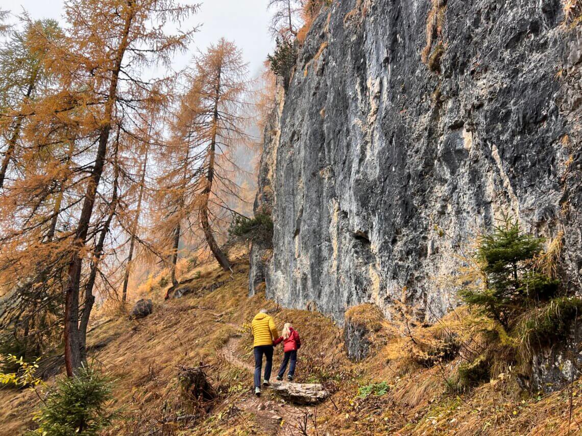 Wij draaien weer om en nemen dezelfde weg terug,