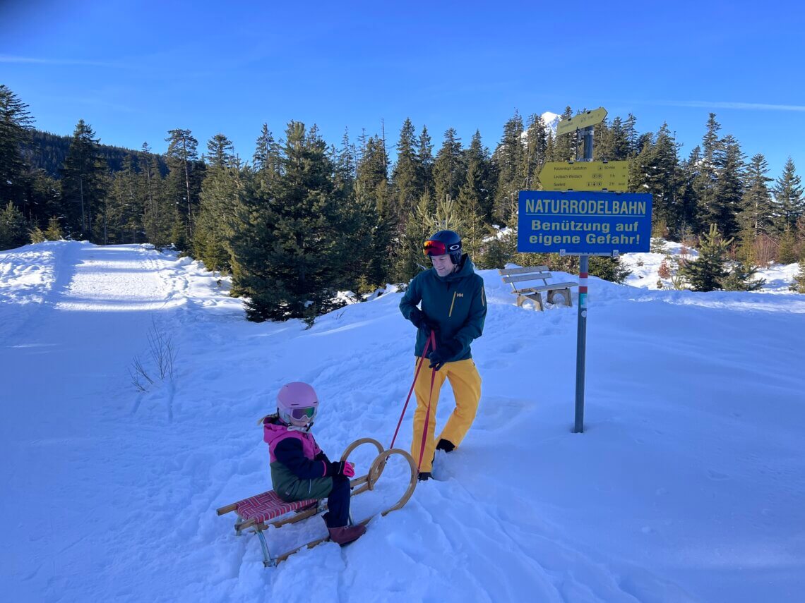 De rodelafdaling in Leutasch van 2,5 kilometer.