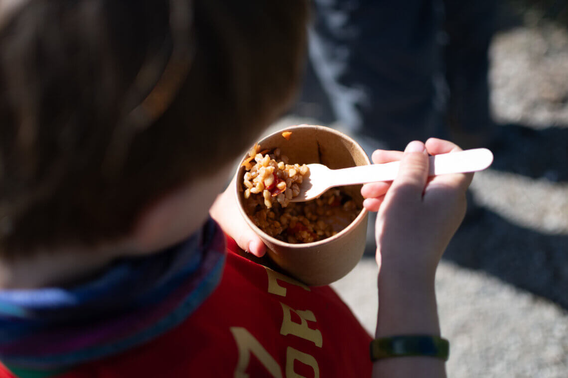 Eten bij een berghut Vallee de la Claree