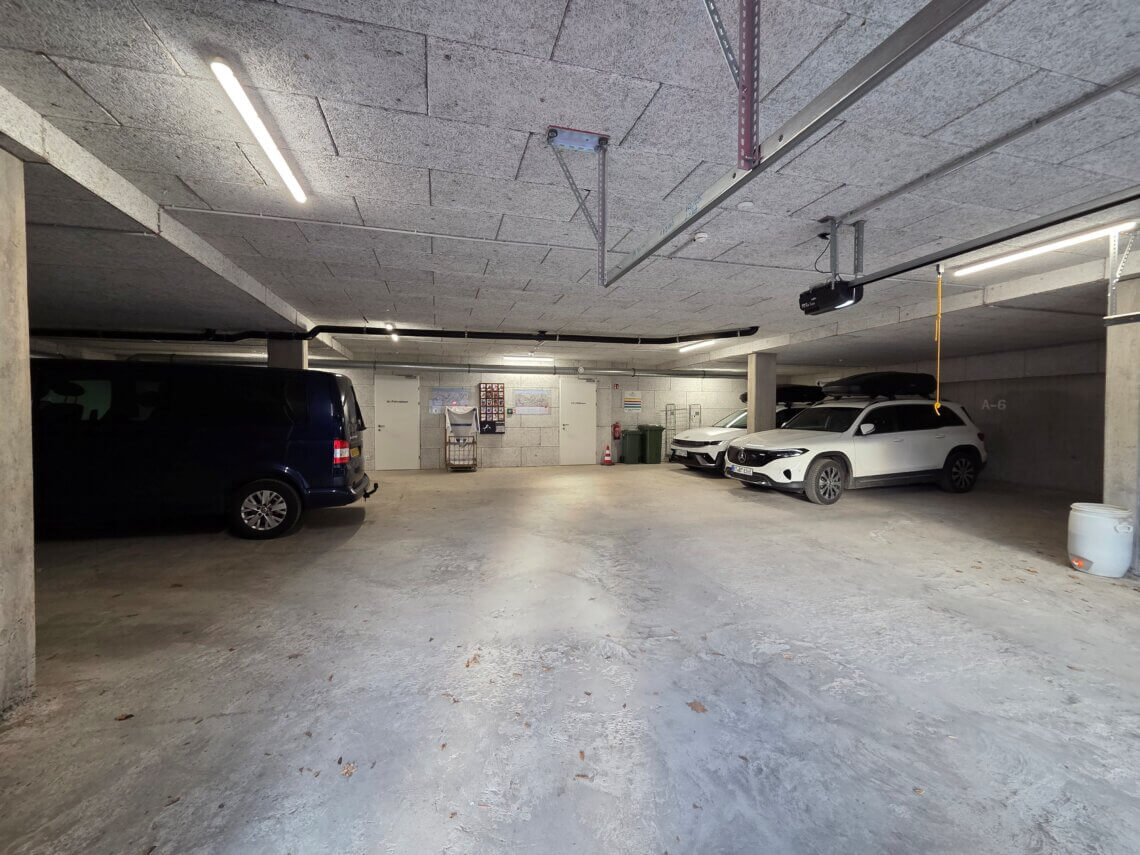 Ideaal, een eigen parkeerplek in de parkeergarage