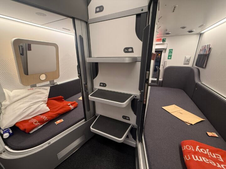 De mini cabins in de Nightjet, we hebben er 2 naast elkaar.